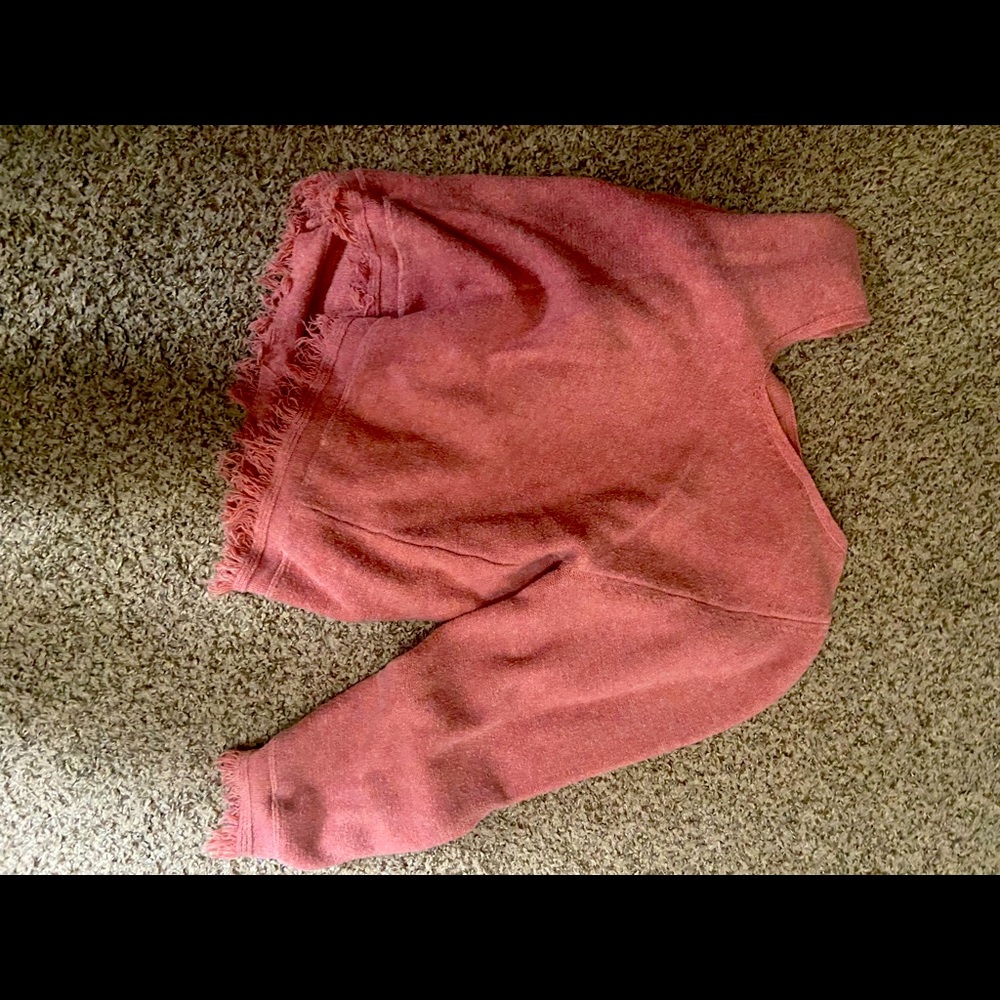 Pink Frayed sleeve sweater